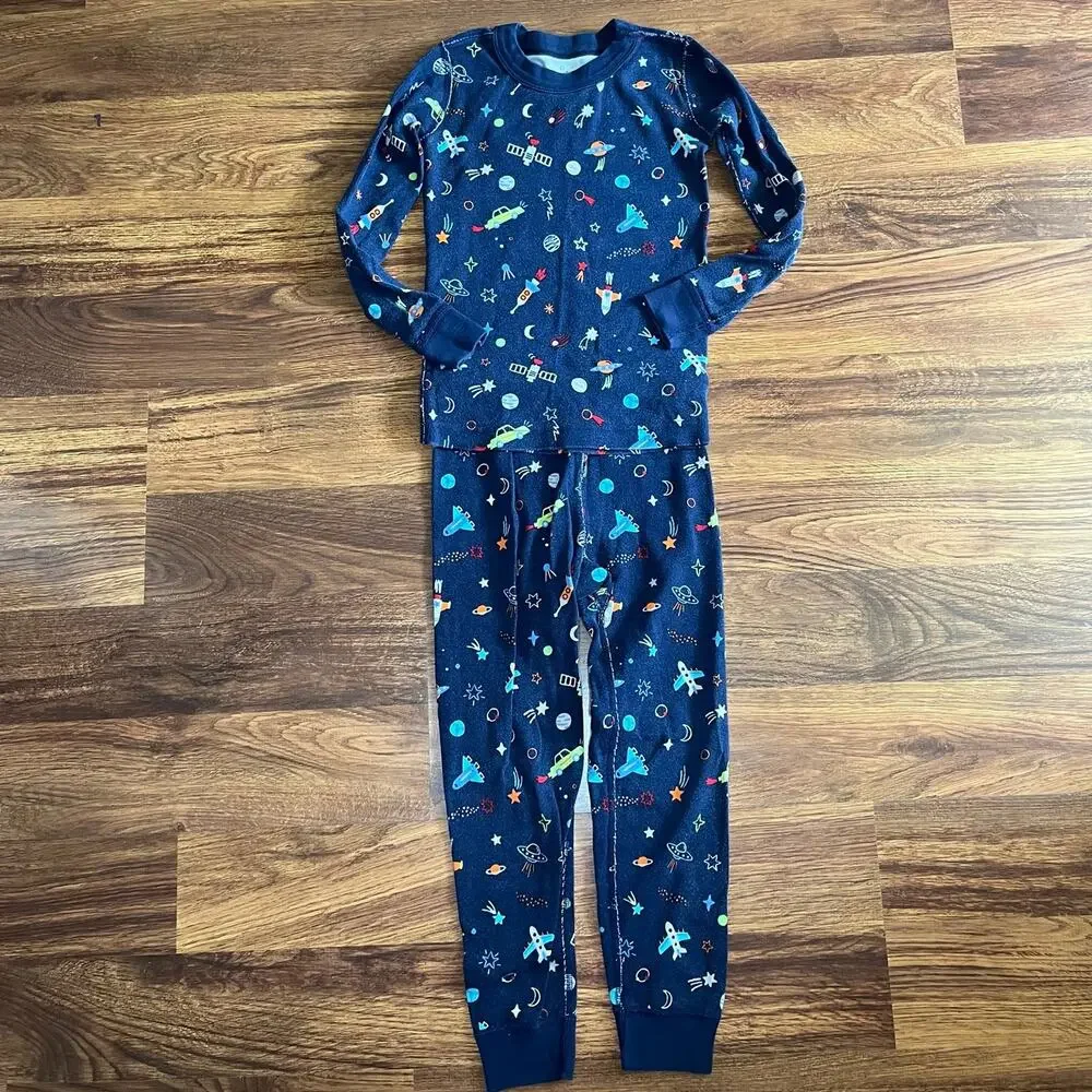 Hanna Andersson Moon & Back Space Rocket Pajama Set Organic Cotton 5T